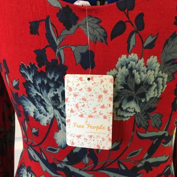 NWT FREE PEOPLE Midnight Garden Red Floral Maxi Dress - Picture 13 of 14